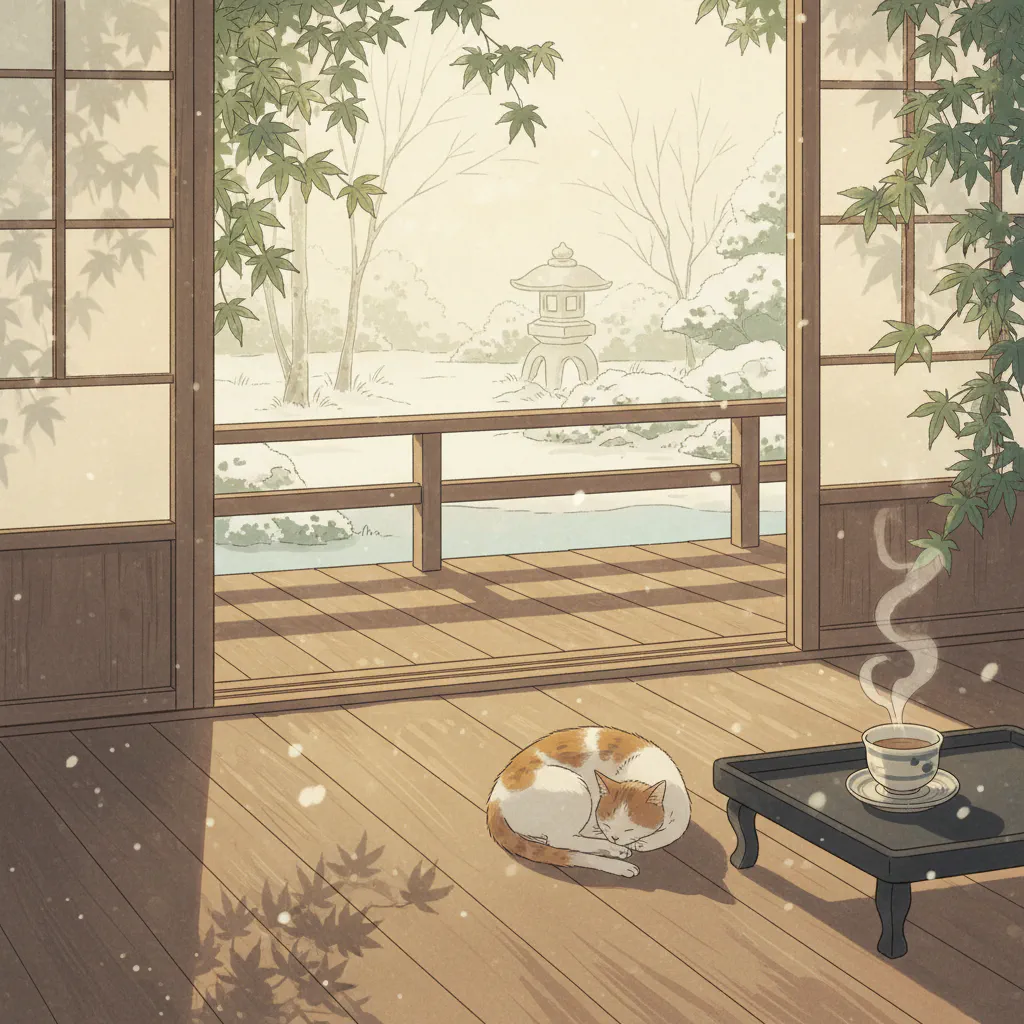 縁側に差し込む冬の光と静かなひととき