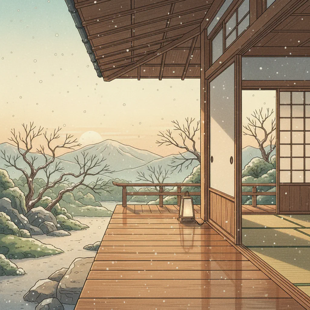 冬の静けさを感じる縁側の情景