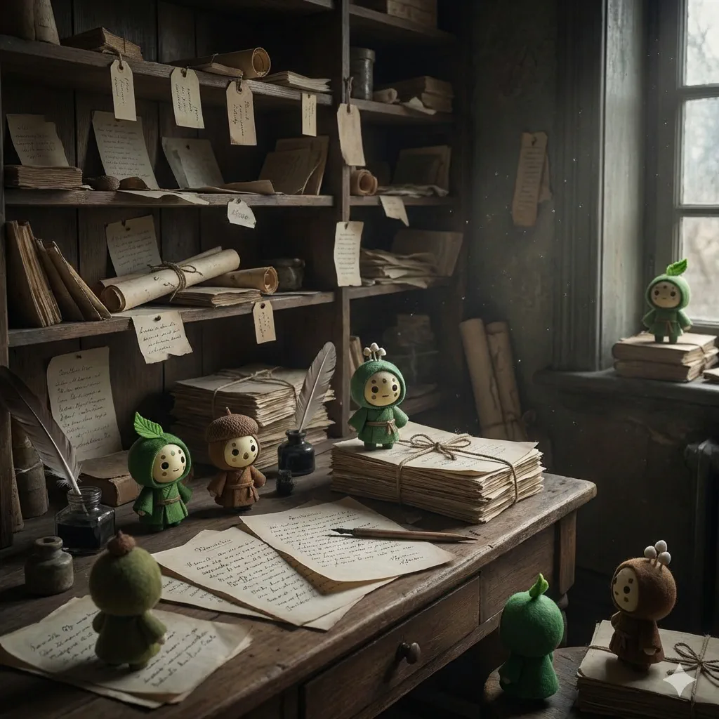 屋敷の一室に積み上がった記録と痕跡